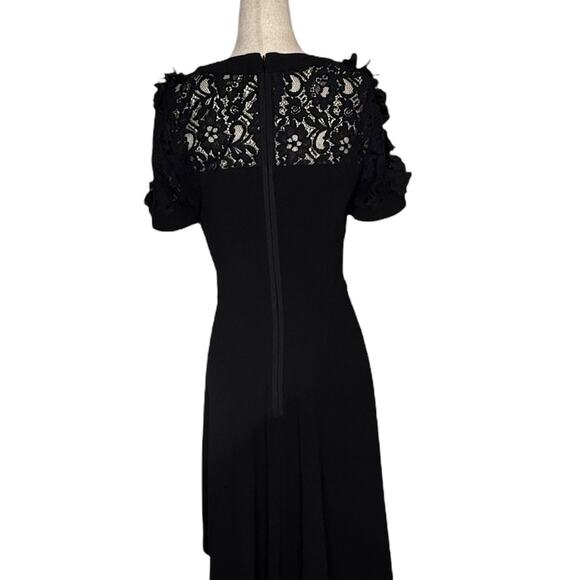 NWOT Shani Black Floral Applique Fit & Flare Crepe Dress – Sz 6 - Picture 7 of 9